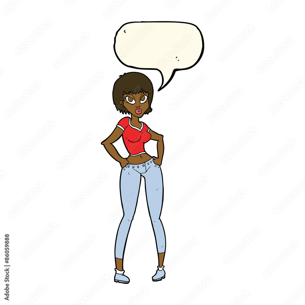 cartoon pretty woman with speech bubble cartoon pretty woman with speech bubble