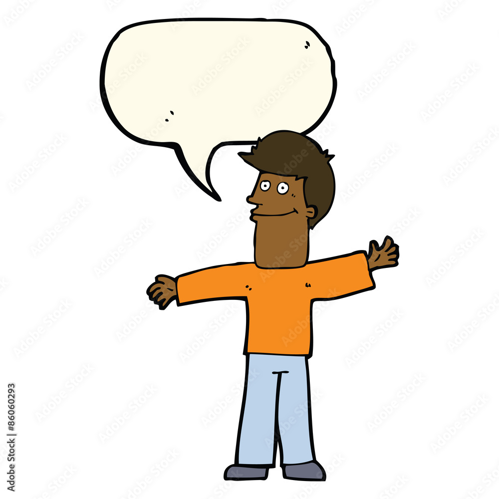 cartoon happy man with speech bubble cartoon happy man with speech bubble