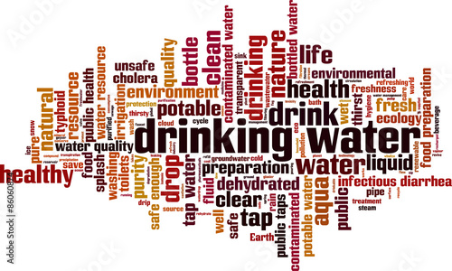 Drinking water word cloud concept. Vector illustration