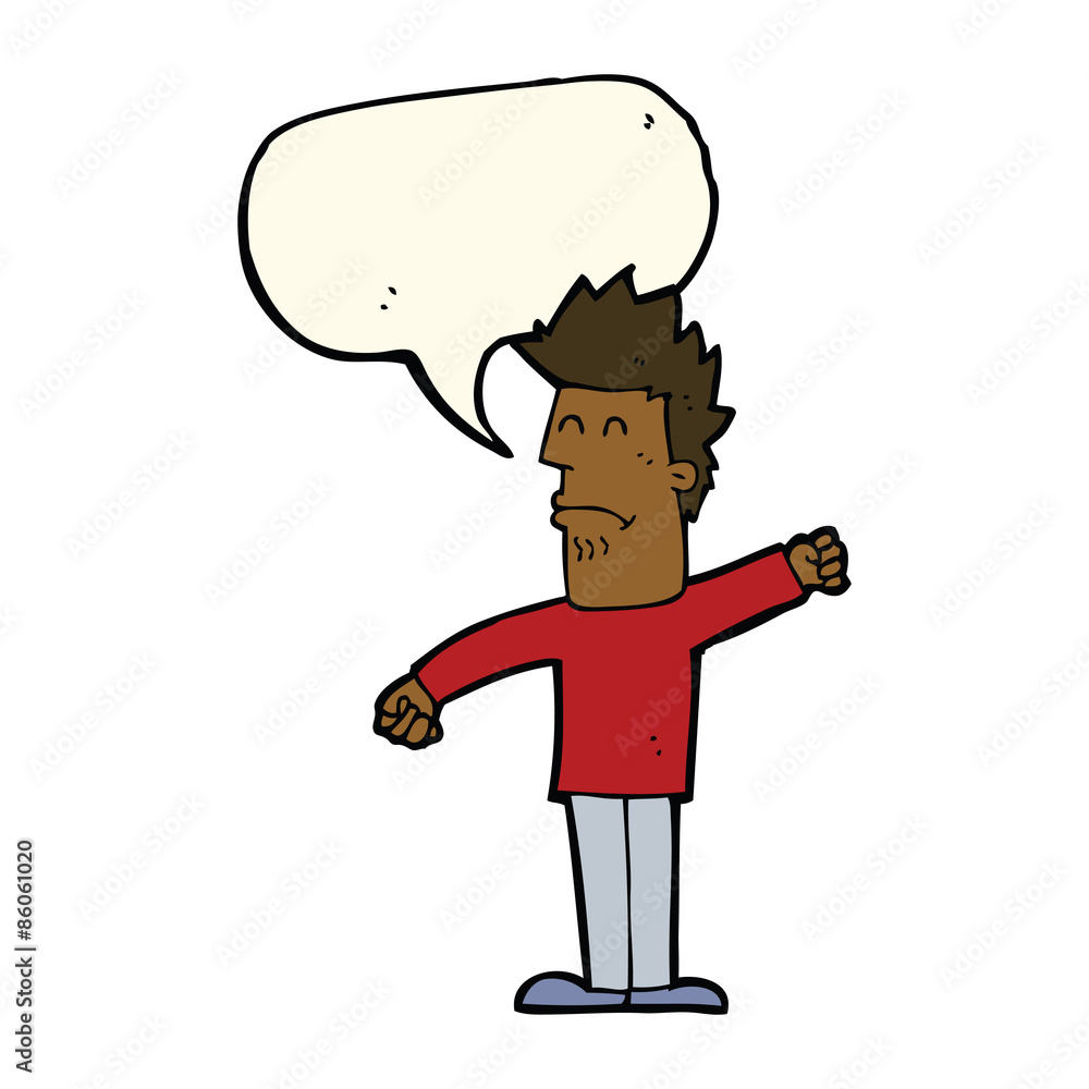 cartoon stressed man with speech bubble
