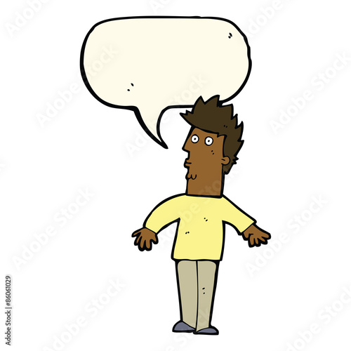 cartoon surprised man with speech bubble