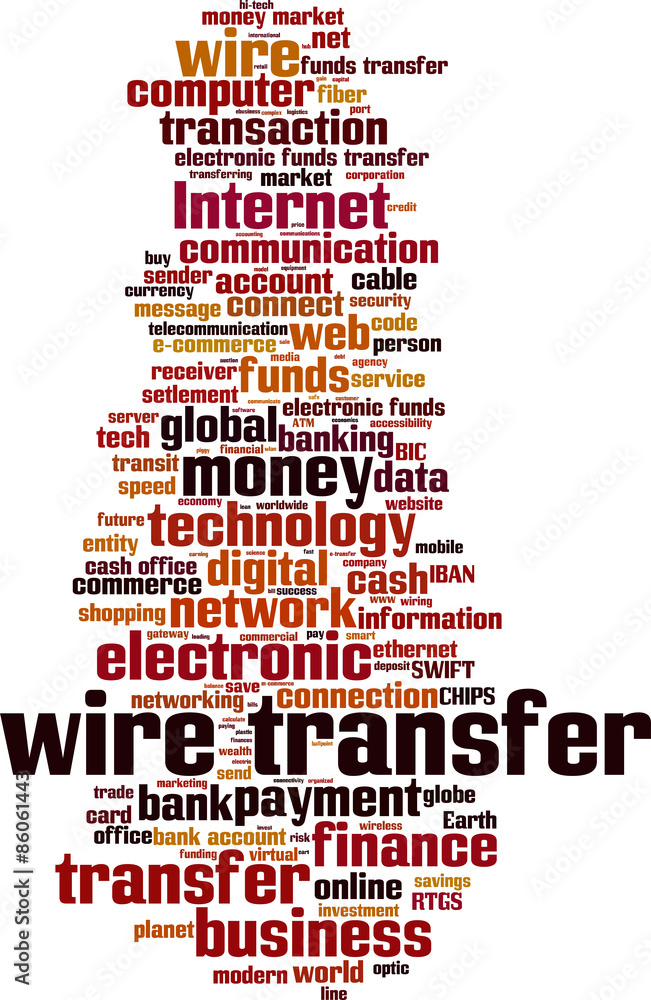 Obraz premium Wire transfer word cloud concept. Vector illustration