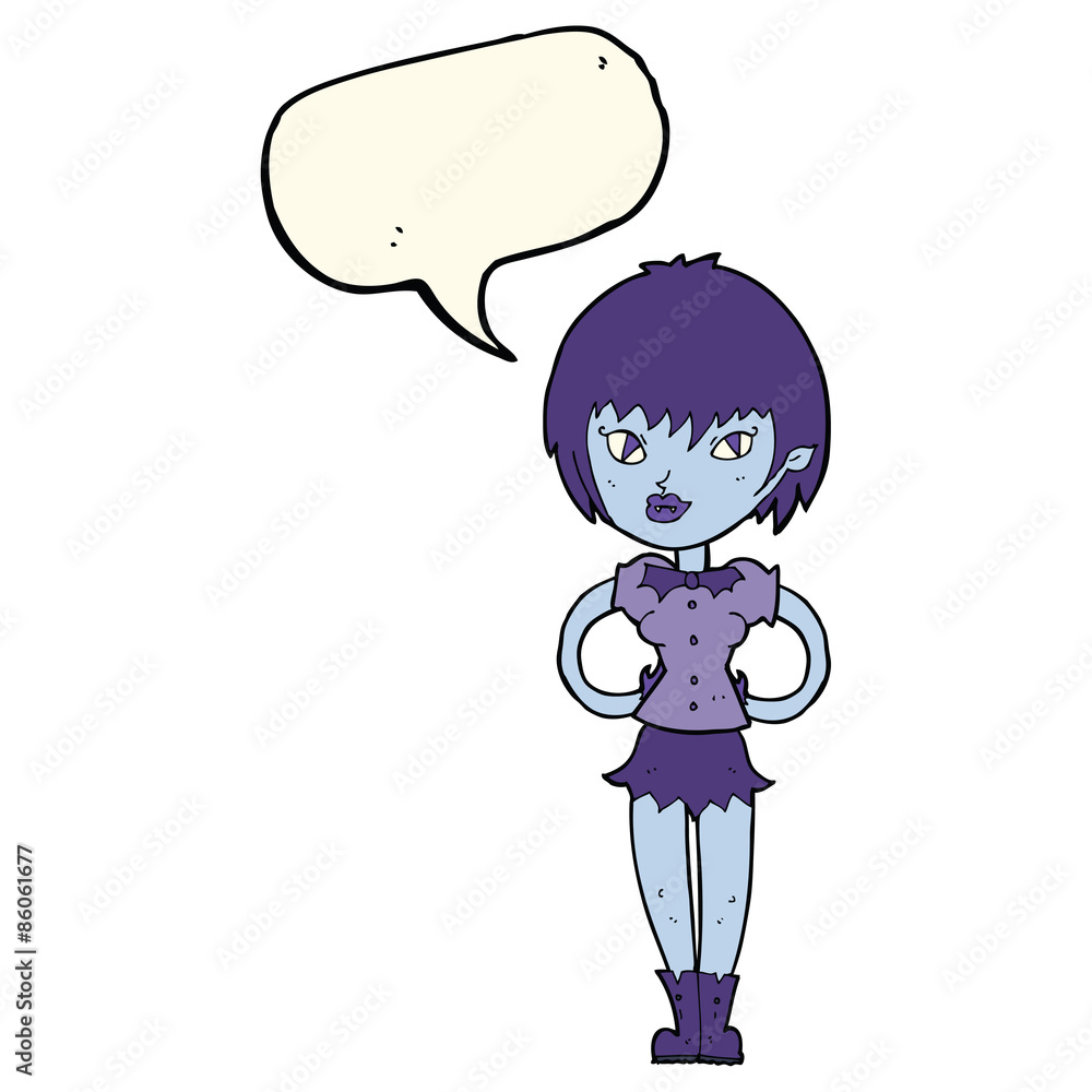 cartoon pretty vampire girl with speech bubble cartoon pretty vampire girl with speech bubble