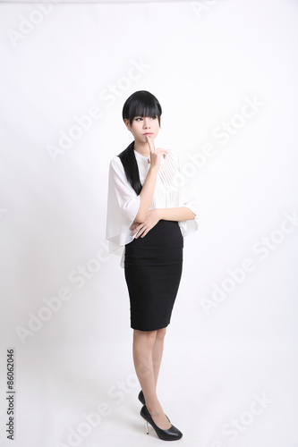 asian business woman isolated in white background
