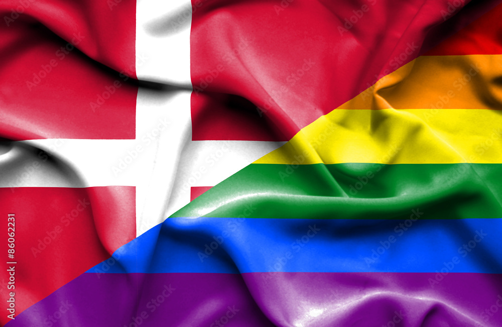 Waving flag of Pride and Denmark Waving flag of Pride and Denmark