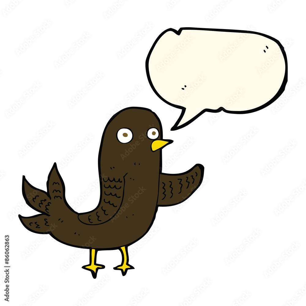 cartoon waving bird with speech bubble cartoon waving bird with speech bubble