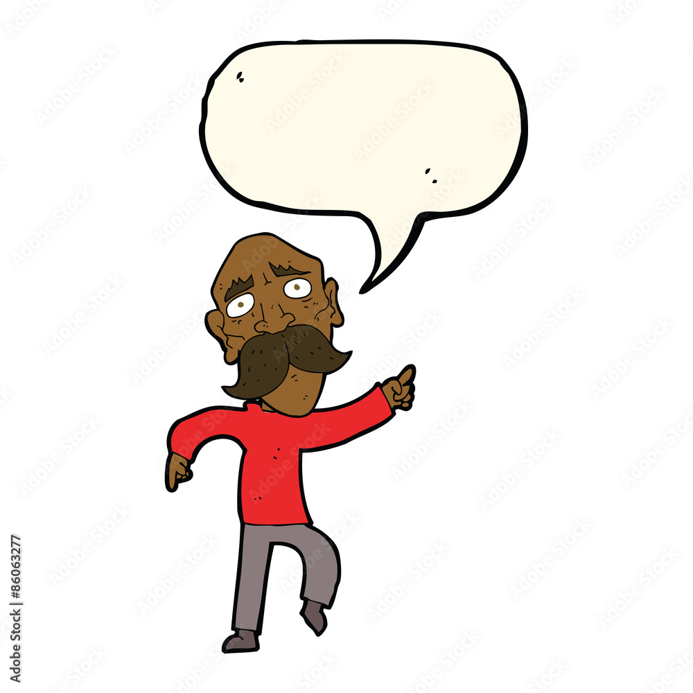 cartoon sad old man pointing with speech bubble cartoon sad old man pointing with speech bubble