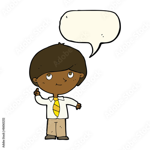 cartoon boy with idea with speech bubble