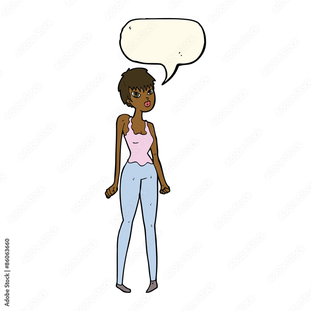 cartoon pretty woman with speech bubble cartoon pretty woman with speech bubble