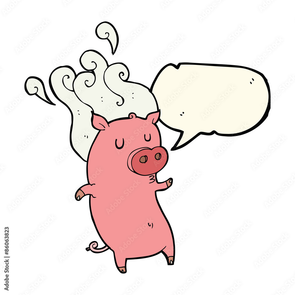 smelly cartoon pig with speech bubble smelly cartoon pig with speech bubble