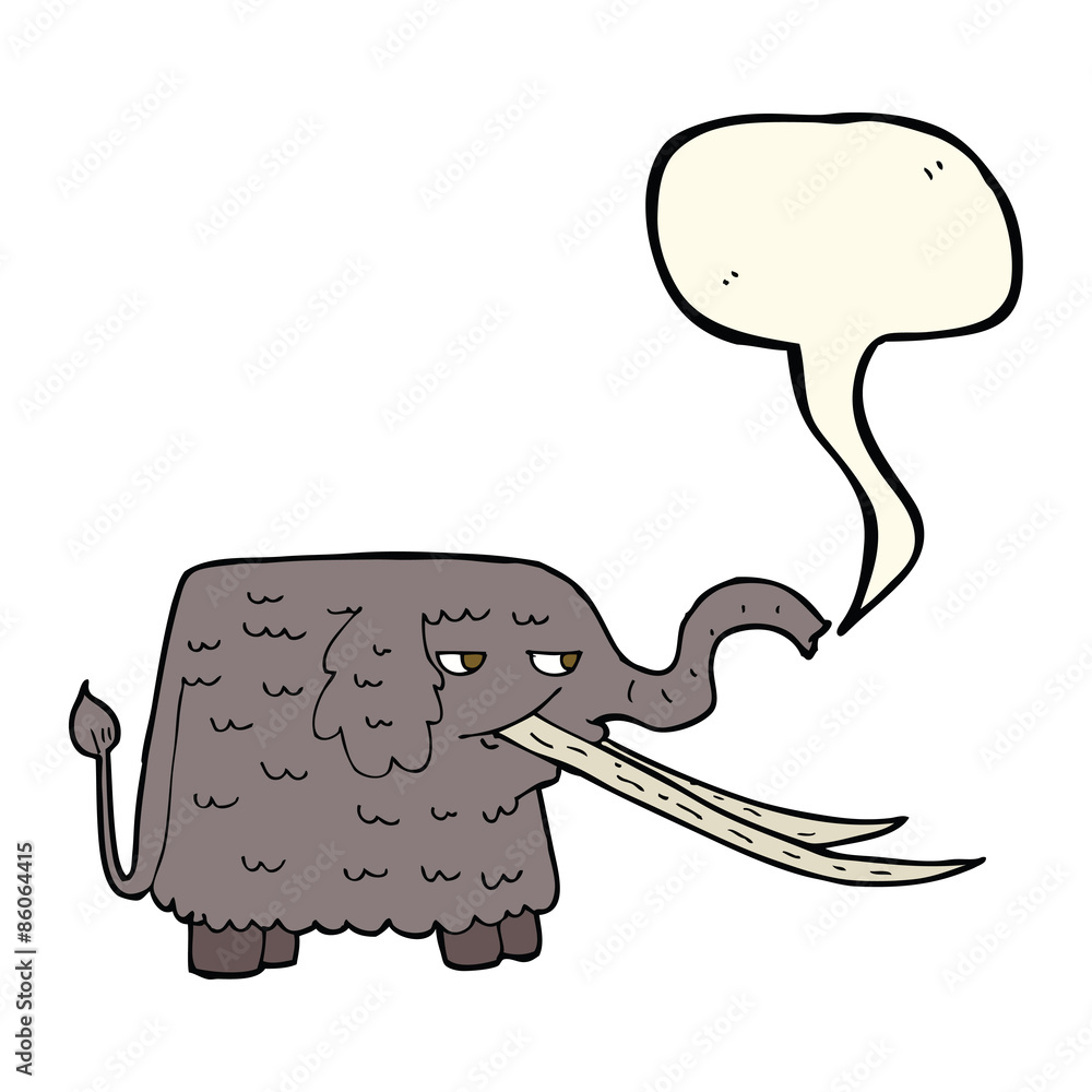 cartoon woolly mammoth with speech bubble cartoon woolly mammoth with speech bubble