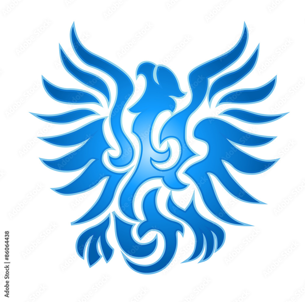 Fototapeta premium Blue eagle flame emblem
