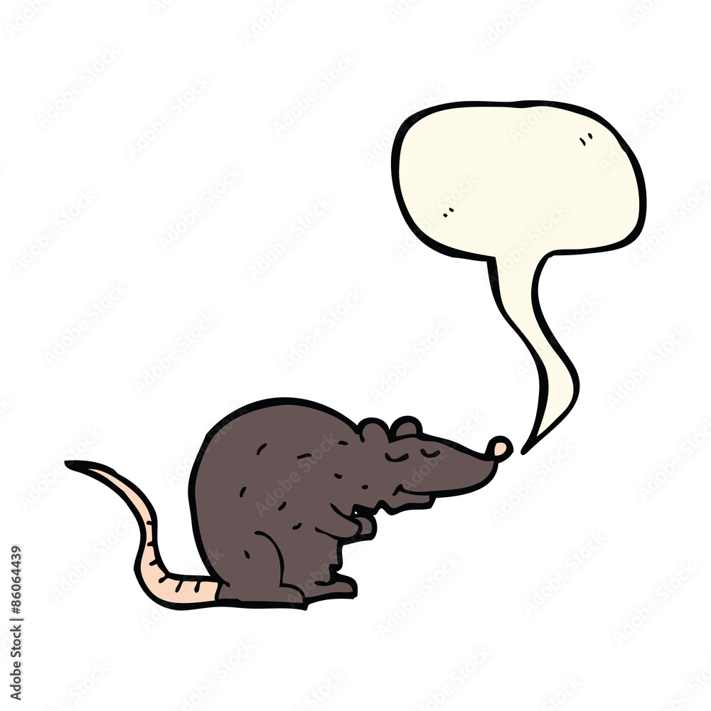 cartoon black rat with speech bubble cartoon black rat with speech bubble
