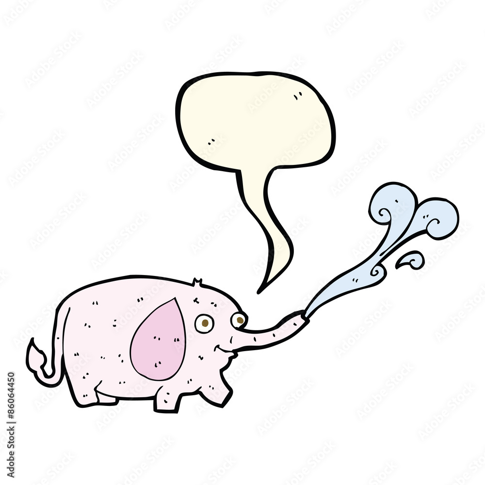 cartoon funny little elephant squirting water with speech bubble cartoon funny little elephant squirting water with speech bubble