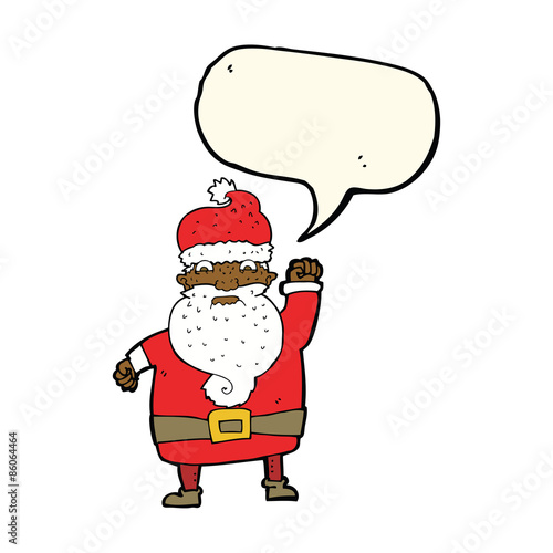 cartoon angry santa claus with speech bubble