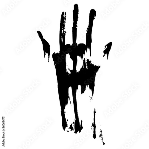 Black smeared handprint
