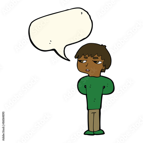 cartoon antisocial boy with speech bubble