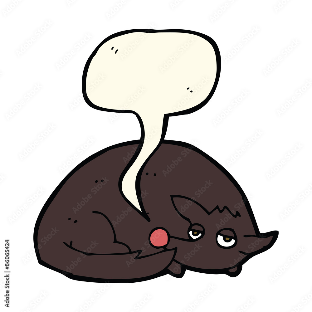 cartoon curled up dog with speech bubble cartoon curled up dog with speech bubble