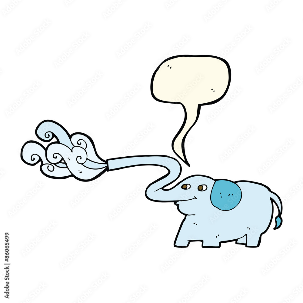 cartoon elephant squirting water with speech bubble cartoon elephant squirting water with speech bubble