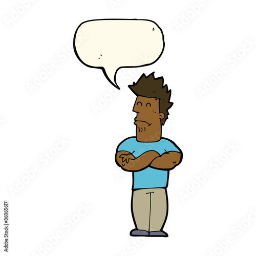 cartoon sulking man with speech bubble