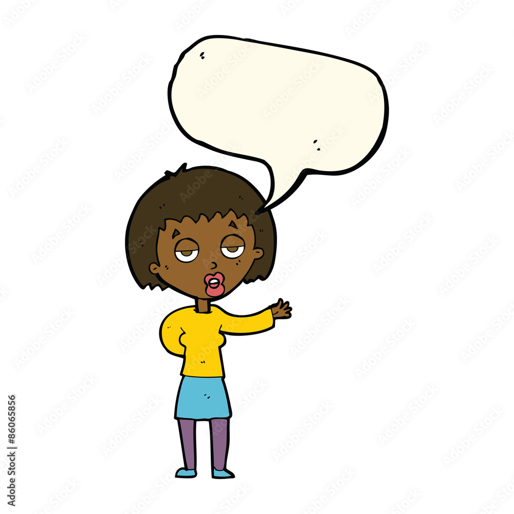 cartoon bored woman with speech bubble cartoon bored woman with speech bubble