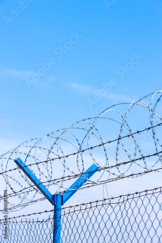 barbed wires at the airport