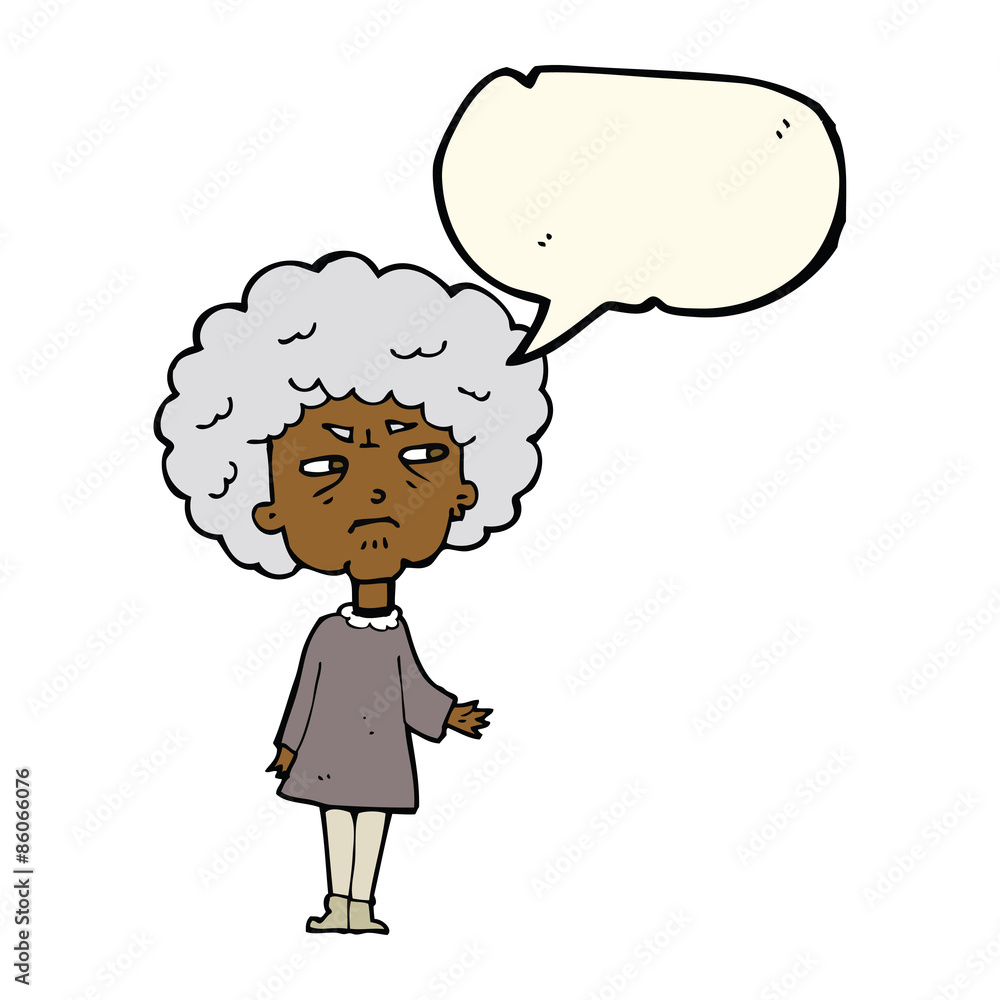 Obraz premium cartoon old lady with speech bubble