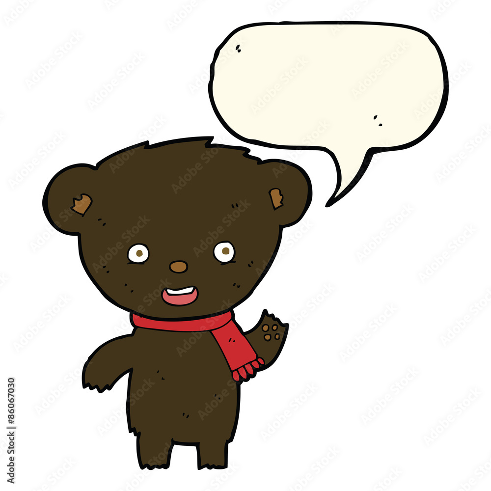 cartoon cute black bear with speech bubble cartoon cute black bear with speech bubble
