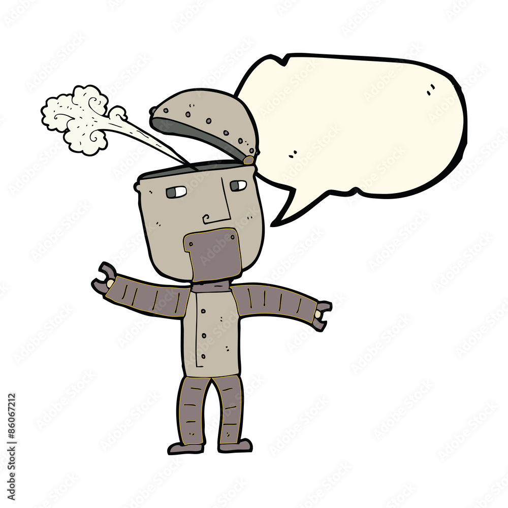 Fototapeta premium cartoon funny robot with speech bubble