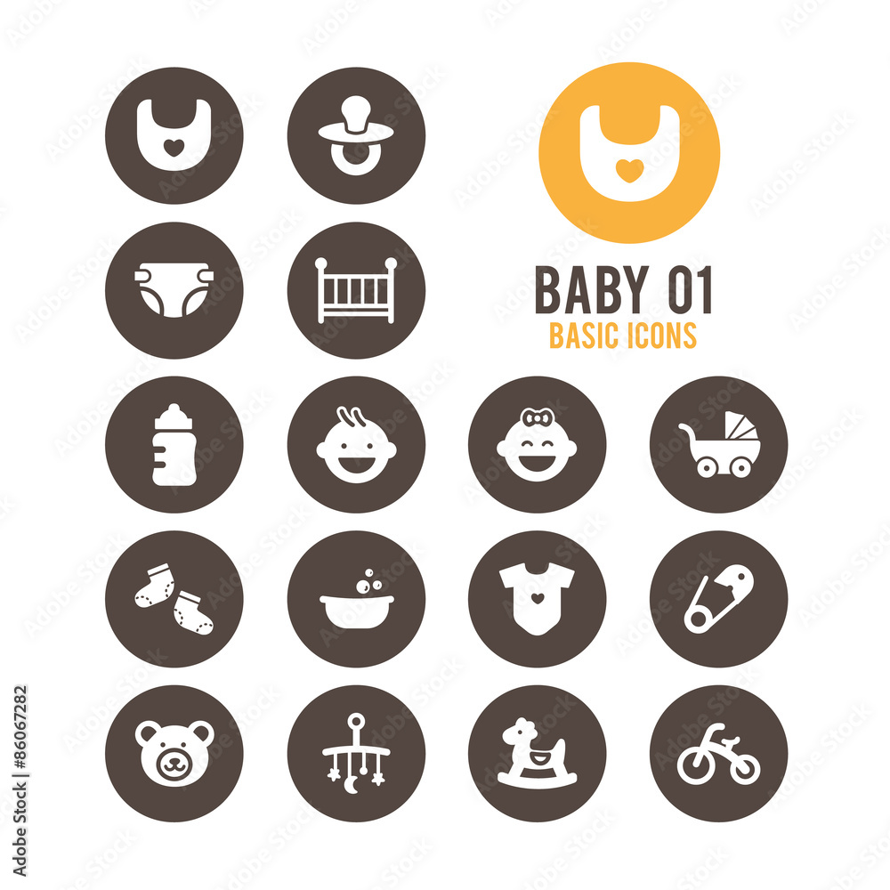 Baby icons. Cute baby. Vector illustration. Baby icons. Cute baby. Vector illustration.