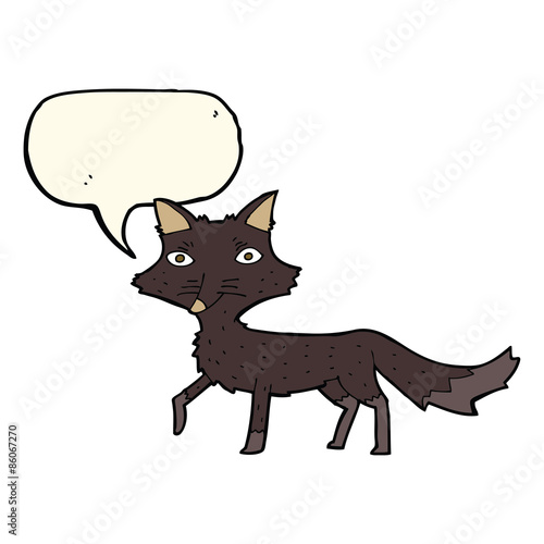 cartoon little wolf with speech bubble