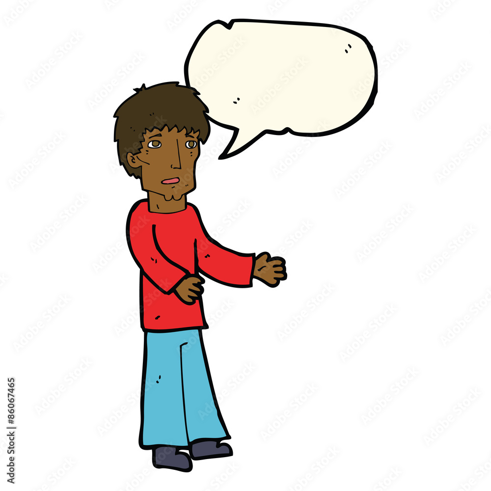 cartoon man explaining with speech bubble cartoon man explaining with speech bubble