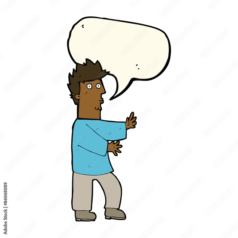 cartoon nervous man waving with speech bubble cartoon nervous man waving with speech bubble