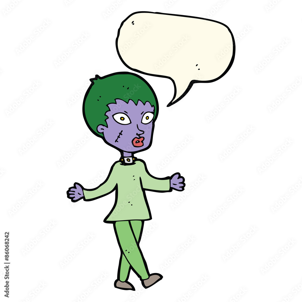 cartoon halloween zombie woman with speech bubble cartoon halloween zombie woman with speech bubble