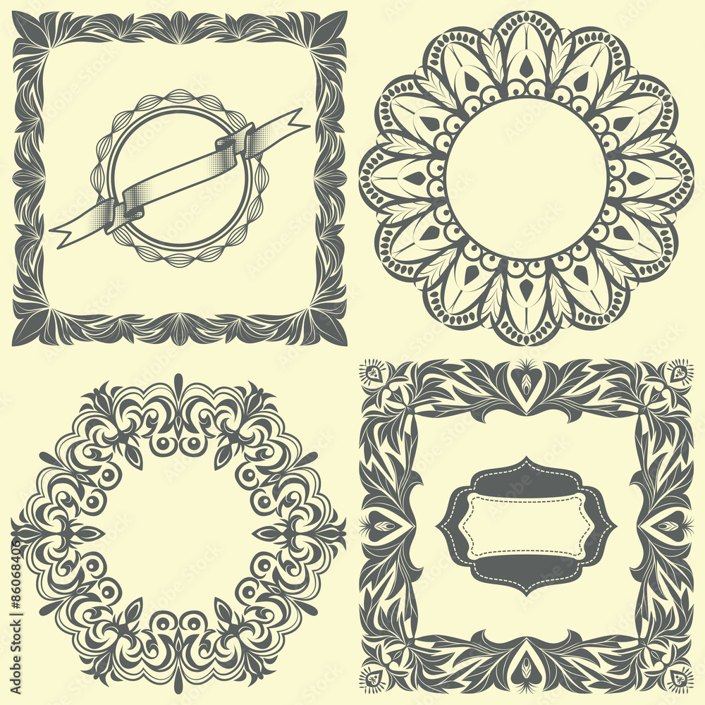 Obraz premium Vintage set of frames & labels