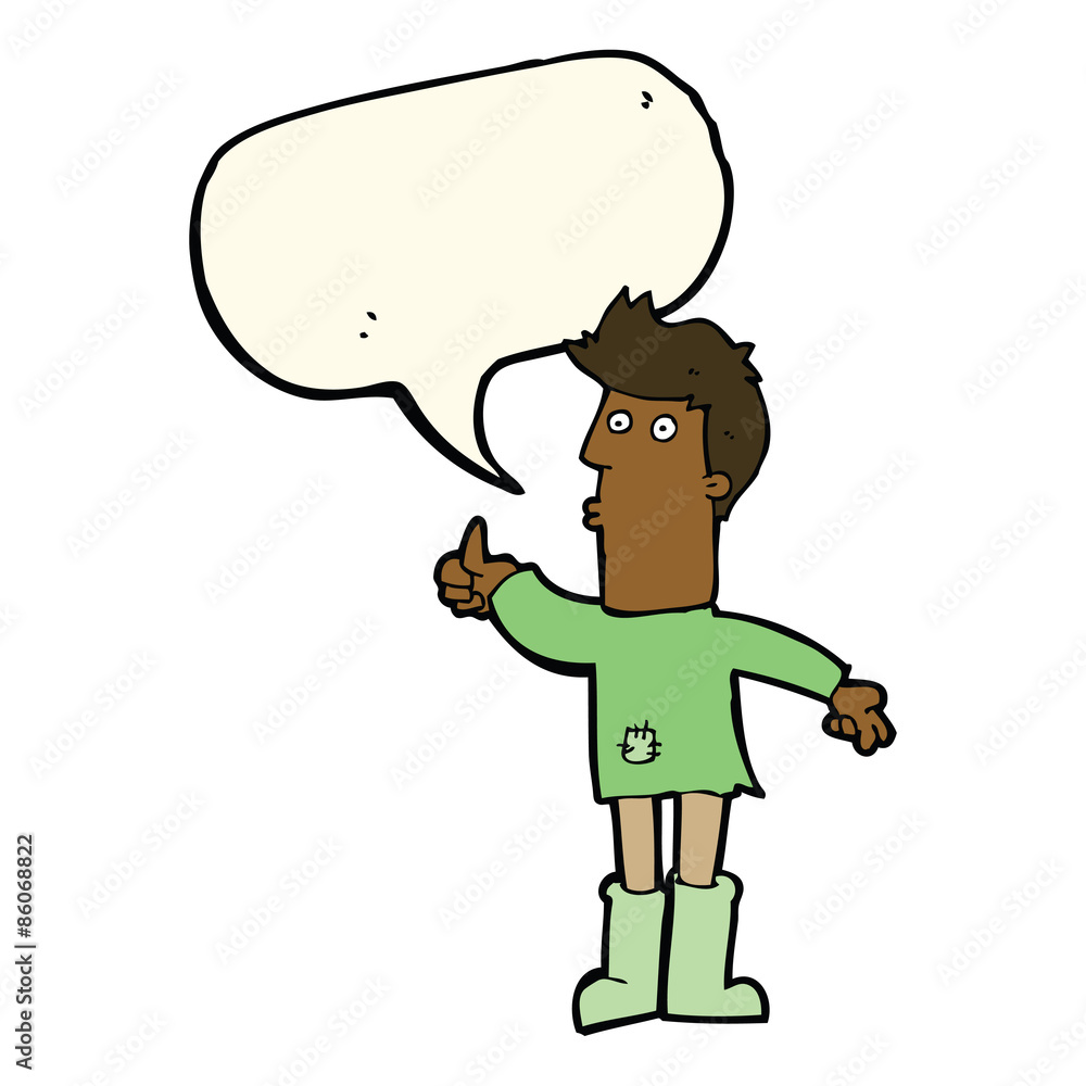 cartoon poor man with speech bubble cartoon poor man with speech bubble