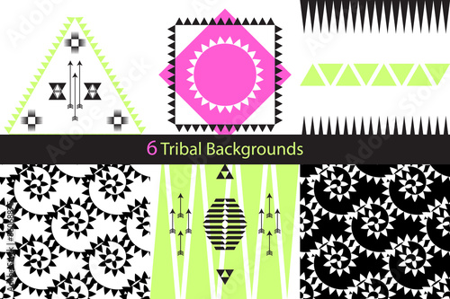 Set of six ethnic tribal vector backgrounds photo
