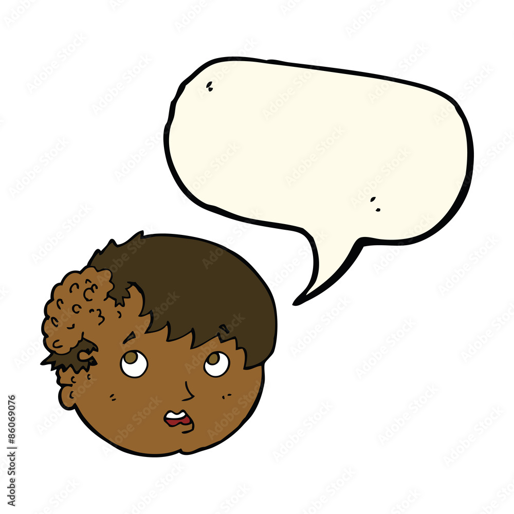 cartoon boy with ugly growth on head with speech bubble cartoon boy with ugly growth on head with speech bubble