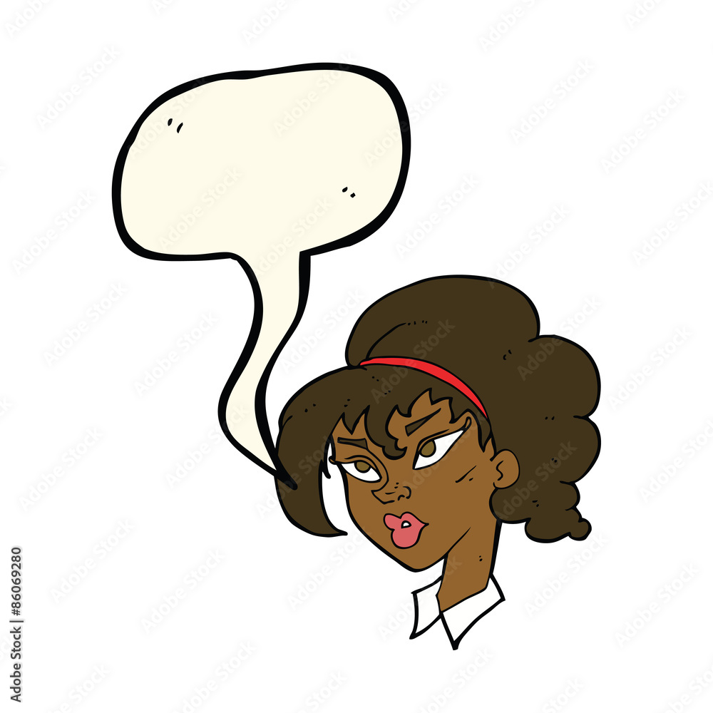 Fototapeta premium cartoon pretty woman with speech bubble