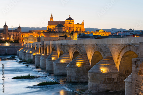 Roman bridge and Mosque-Cathedral in Cordoba photo