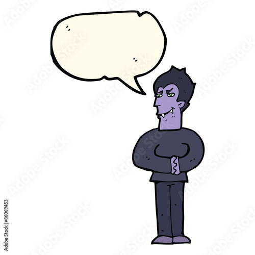 cartoon vampire with speech bubble