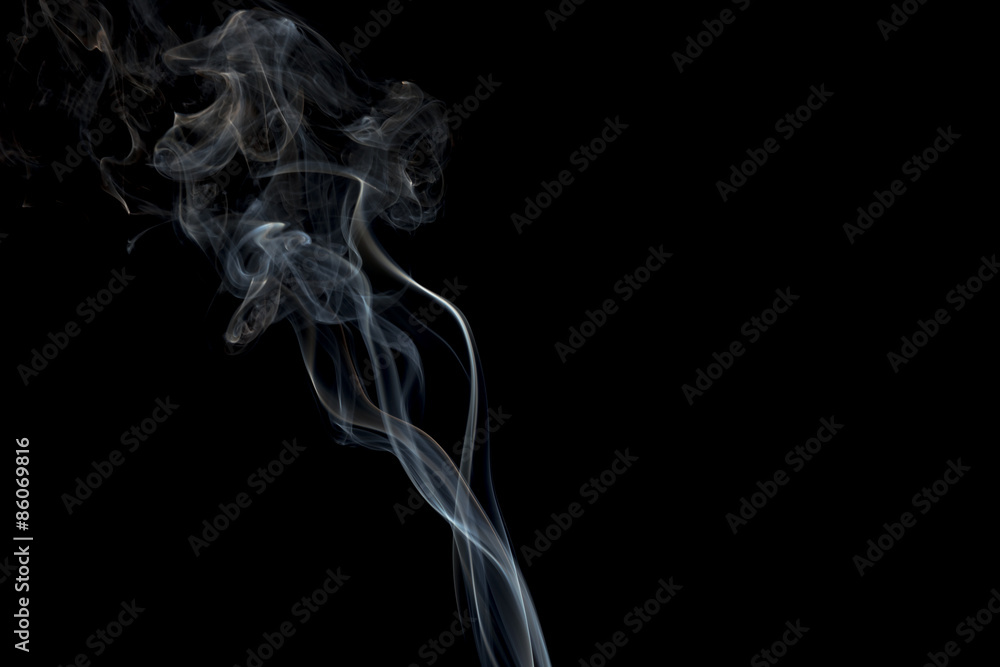 Movement of white smoke on black background Movement of white smoke on black background