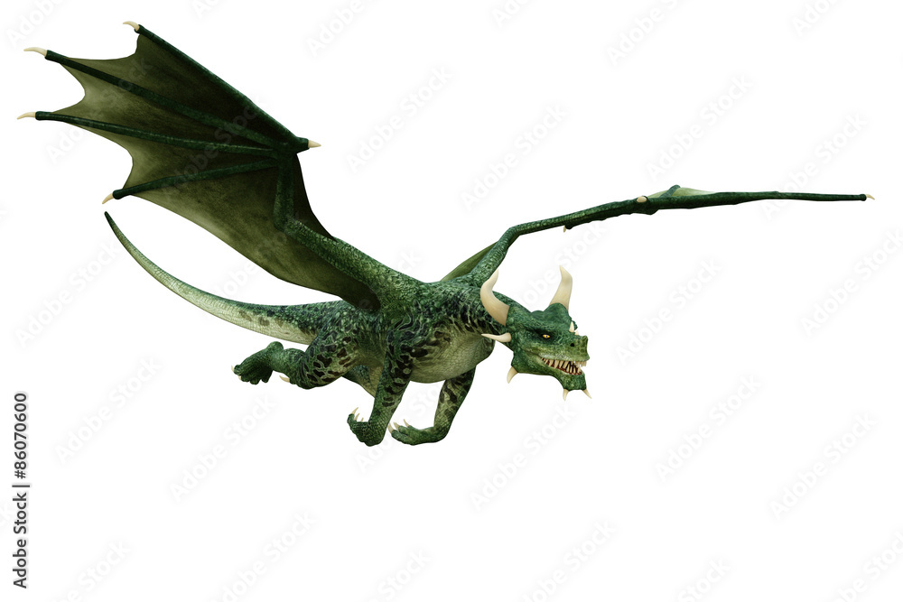 Naklejka premium green dragon flying out