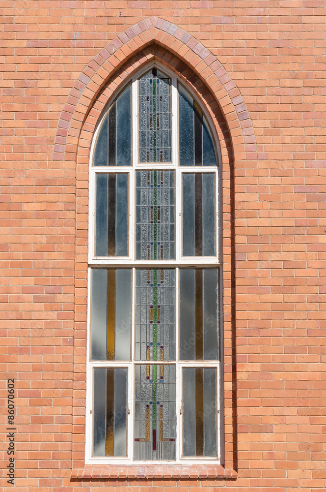 Fototapeta premium Window at the Dutch Reformed Church in Boshof