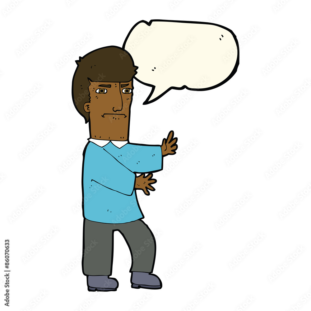 cartoon grumpy man with speech bubble