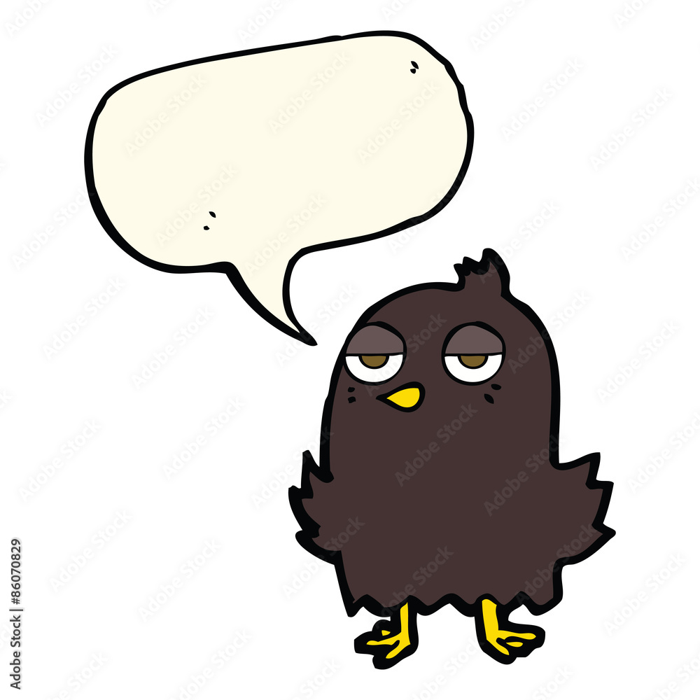 cartoon bored bird with speech bubble cartoon bored bird with speech bubble
