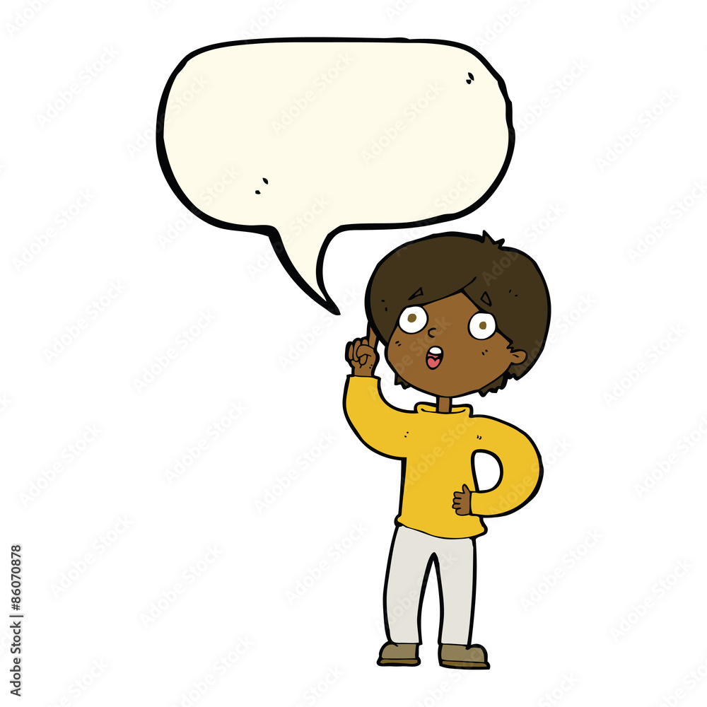 cartoon boy with idea with speech bubble cartoon boy with idea with speech bubble