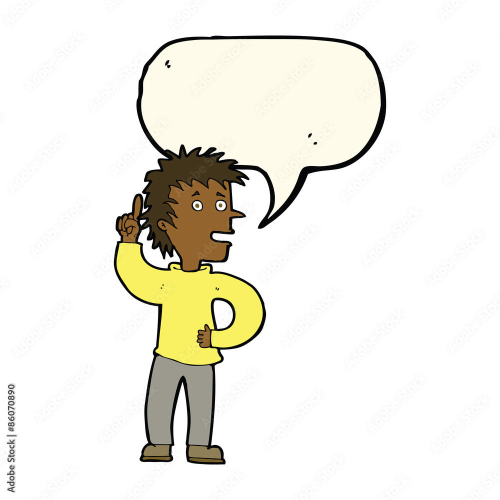 cartoon boy with idea with speech bubble cartoon boy with idea with speech bubble