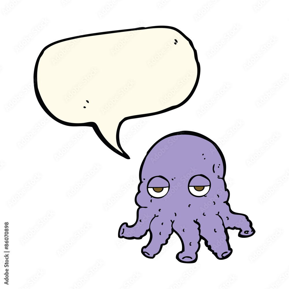 cartoon alien squid face with speech bubble cartoon alien squid face with speech bubble