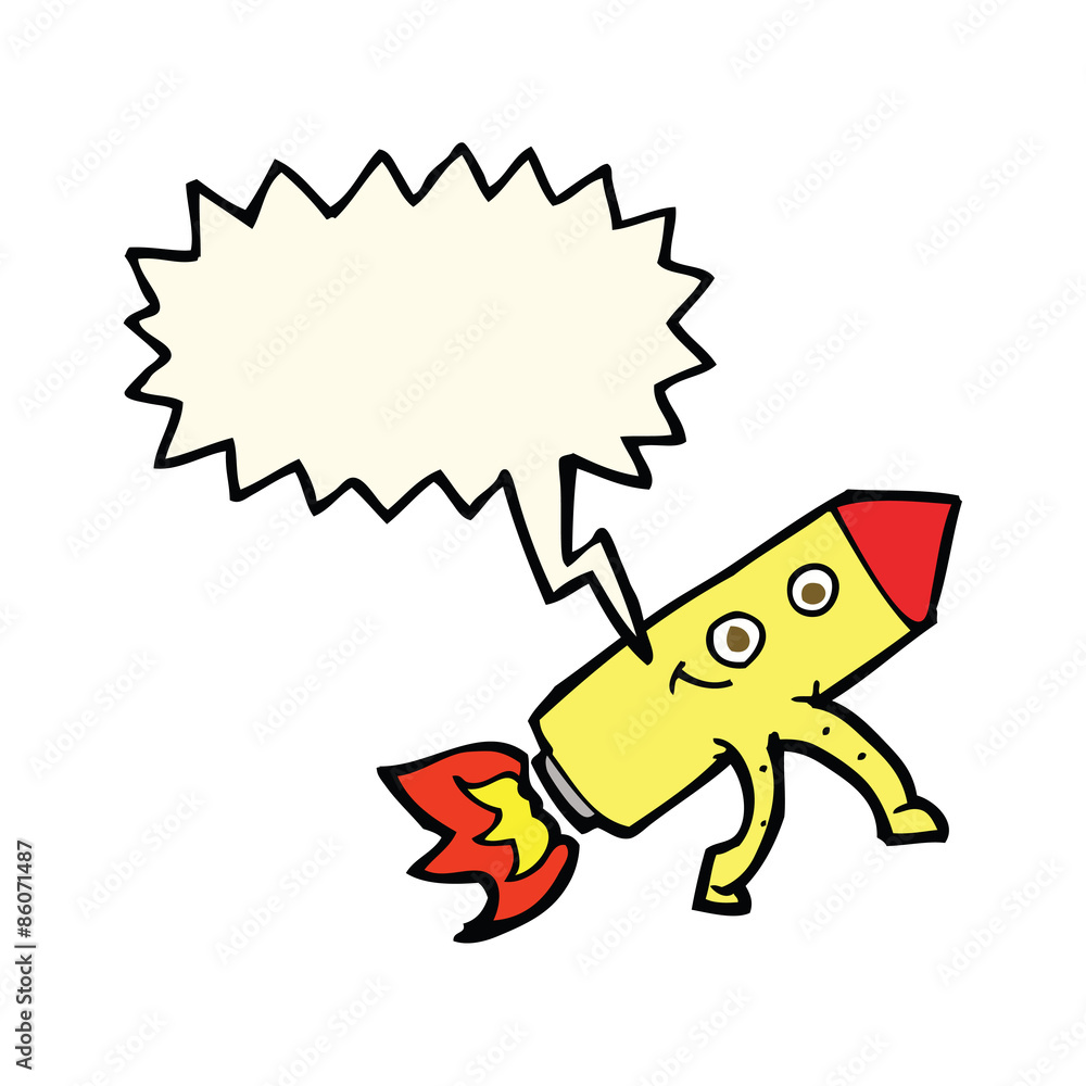 cartoon happy rocket with speech bubble cartoon happy rocket with speech bubble